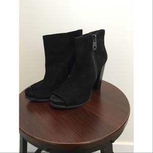 BCBG Black Open-Toe Booties