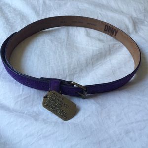 DKNY Suede Belt with Bronze Tag