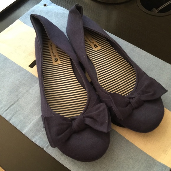 Navy Blue Bow Flats