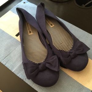 Navy Blue Bow Flats