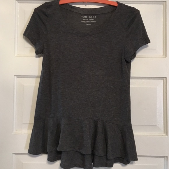 Anthro charcoal gray peplum tee