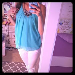 Beautiful blue flowy tank top