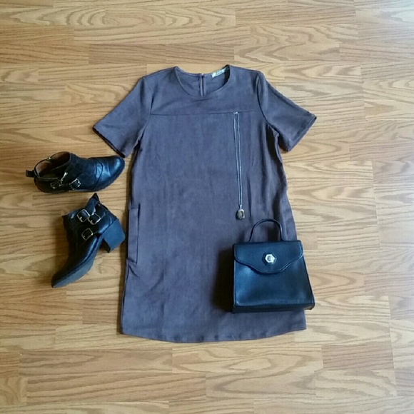 Faux suede t-shirt dress