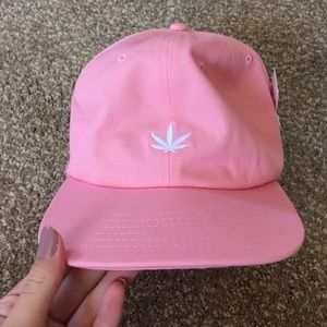 way cute bright pink marijuana hat!