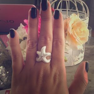 Star fish silver plated ring, perfect for summer
