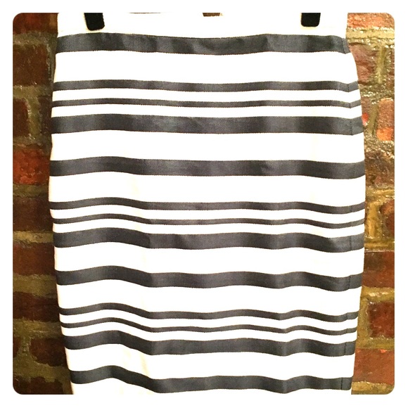 J. Crew mid-length striped pencil skirt.