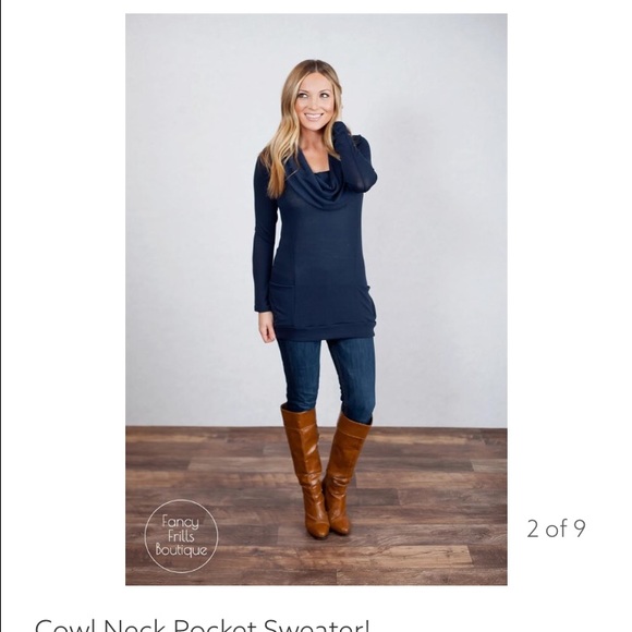 Navy Cowl Sweater Tunic