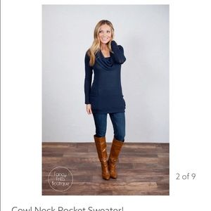 Navy Cowl Sweater Tunic