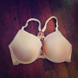 Adore Me halter style nude lace bra