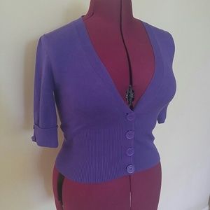 Take Out Cropped purple cardigan