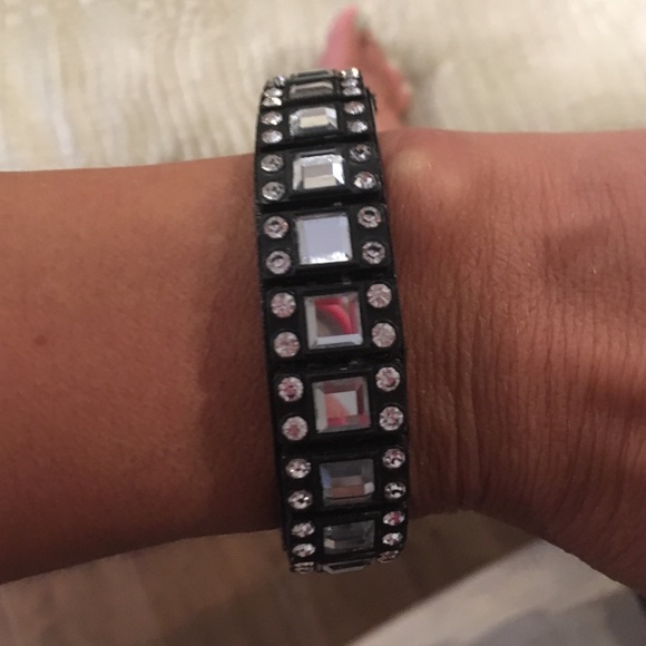 Leather bling bracelet