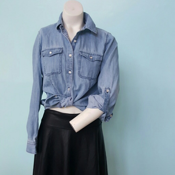 TALBOTS denim buttom up shirt