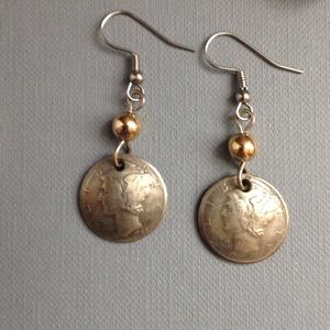 Vintage 1936 Dime earrings