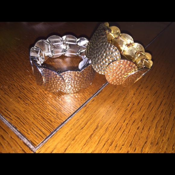 Gold and silver stretchy bracelets
