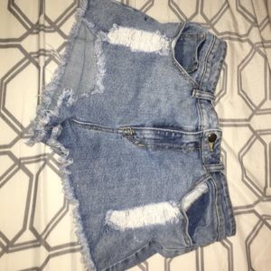 High Waisted Destressed Shorts