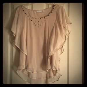 Sheer flowy tan blouse