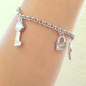 Swarovski bracelet with crystal key-themed charms
