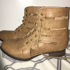 Brown Cutout Booties