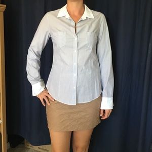 James Perse Blue and white pinstripe blouse