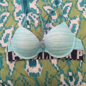 VS Pink racer back front close push-up bra