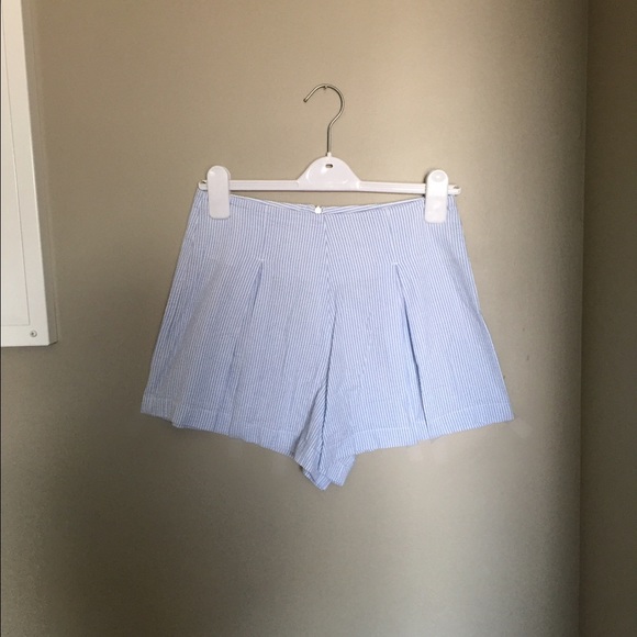 American Apparel Seersucker High-Waisted Shorts