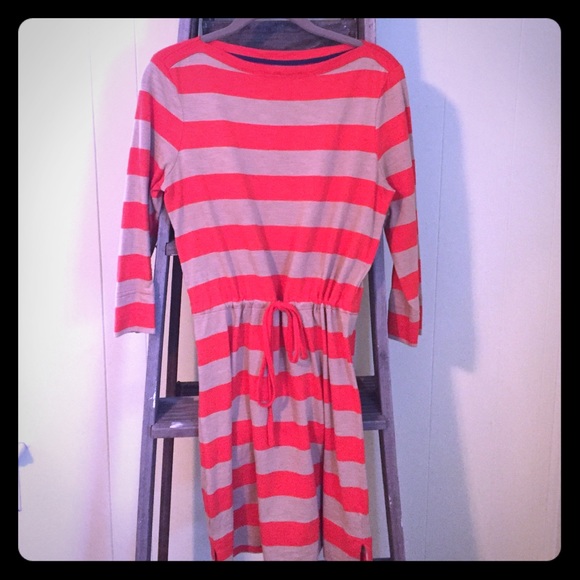 Striped 3/4 sleeve dress with tie waist
