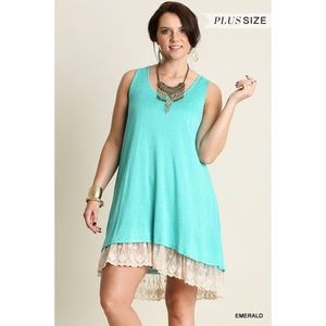 🆕 Turquoise dress with lace trimmed slip Plus