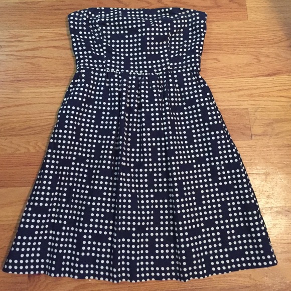 Classic strapless Navy and white dress