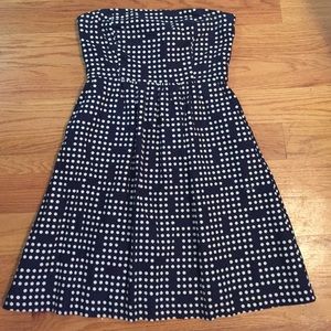 Classic strapless Navy and white dress