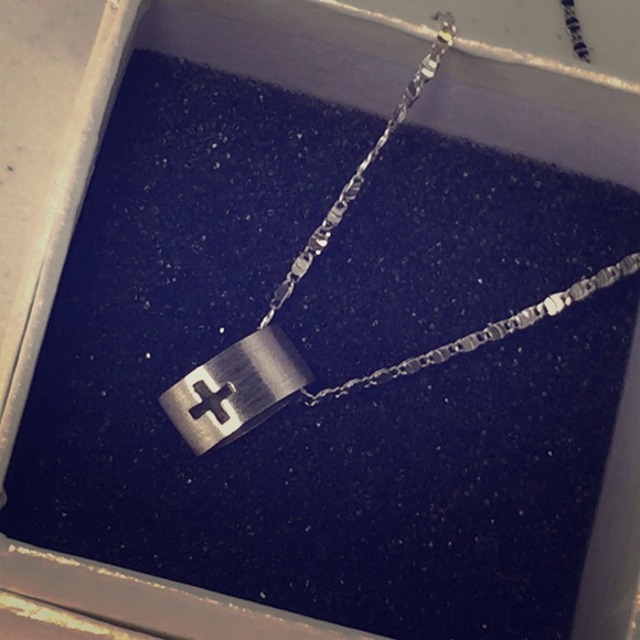 Pierced Cross Sterling silver necklace