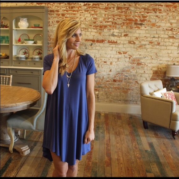 Dresses & Skirts - LAST DAY❗️Blue Asymmetrical Hem Swing Dress