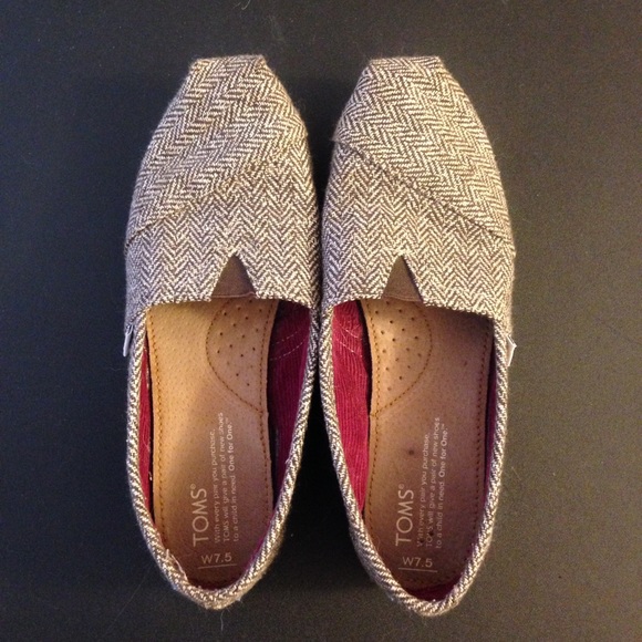 Toms Shoes - Brown/Gold Metallic Toms Women's Size 7.5