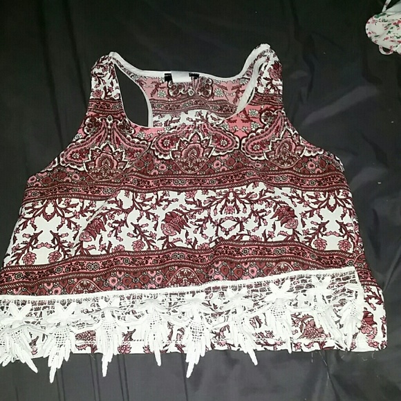 aztec fringe crop top