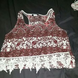 aztec fringe crop top