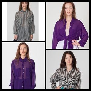 Two Oversized Blouses Chiffon by American Apparel