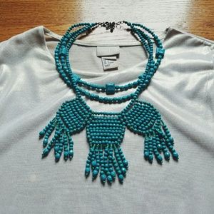 Tribal Bib Necklace w/ Blue Beads