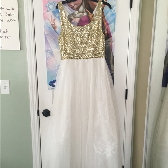 Gold and white Prom Dress