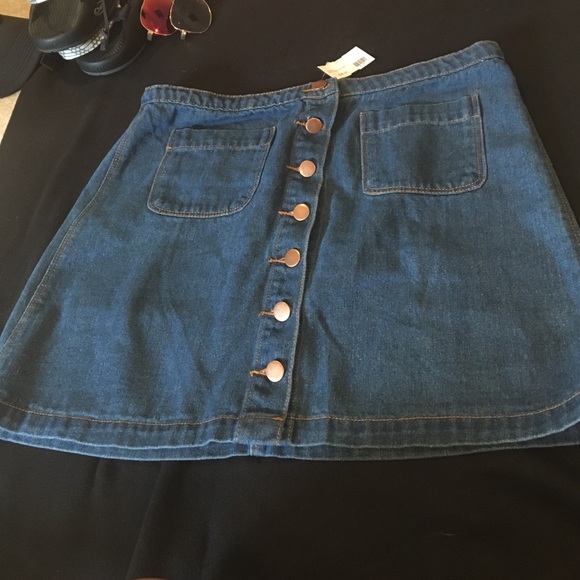Denim Button Front Skirt