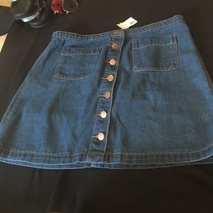 Denim Button Front Skirt