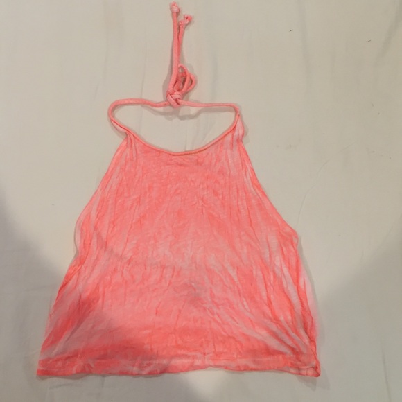 Ecote pink dyed halter crop top