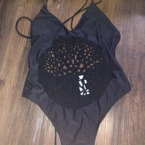 crochet black one piece