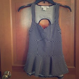 Black and white polkadot top