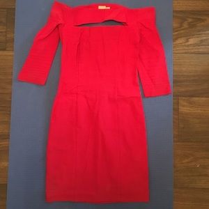 SOLD  off shoulder fuscia dress