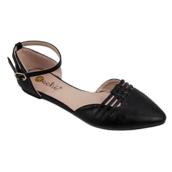 NWOT Black Flats with ankle strap - Picture 1 of 4