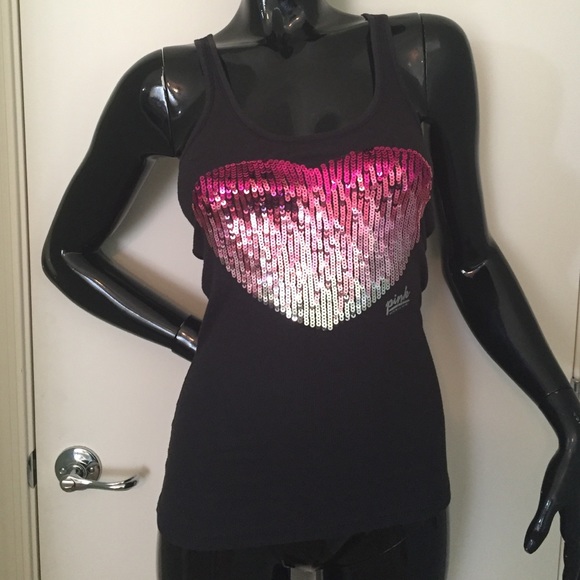 Victoria's Secret PINK Sequin Black Tank
