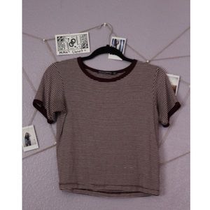 Brandy Melville Maroon Striped Tee