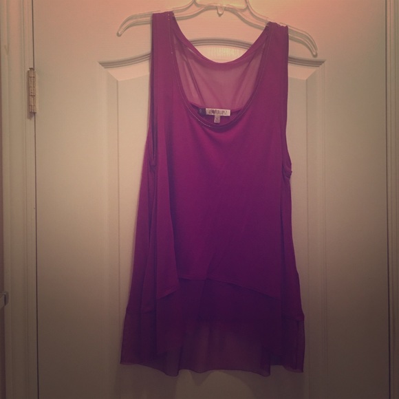 Fushia cami with sheer bottom trim
