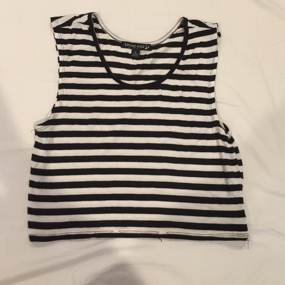 Black and white striped crop top