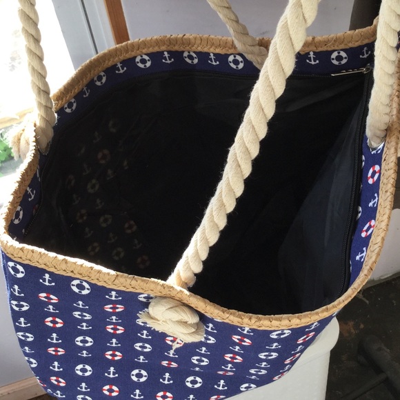 🎉HOST PICK⭕️⚓️BLUE NAUTICAL LARGE ZIP-UP TOTE⭕️⚓️ - Picture 4 of 4