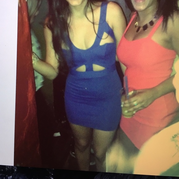Blue cut out bodycon dress